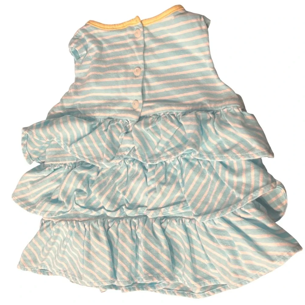 Ralph Lauren Baby Girls Blue White Striped Ruffle Tiered Dress 9M - Picture 5 of 5